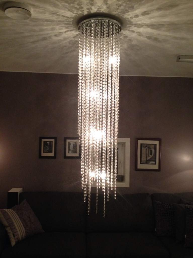 Lampe med glassprismer
